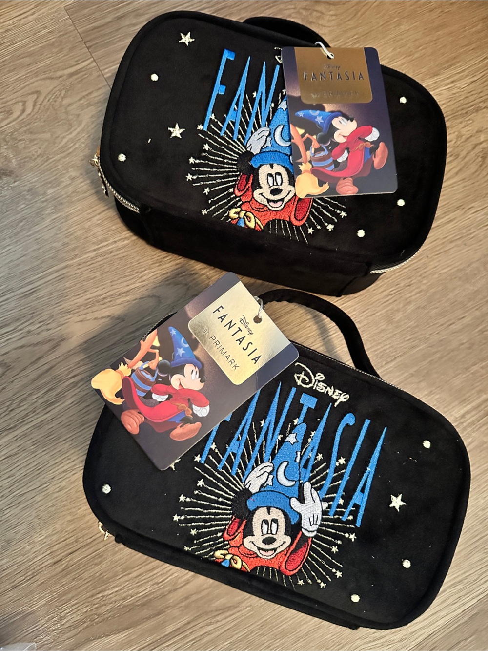 Primark Disney, Fantasia Mickey Mouse Sorcerer Zip Cosmetic/School Bags NWT Set